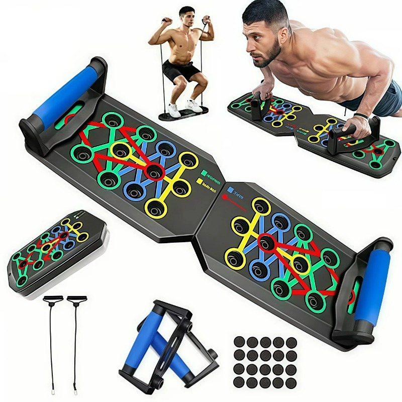 Home Gym Garden - Opvouwbaar push-up board met weerstandsbanden, multifunctionele