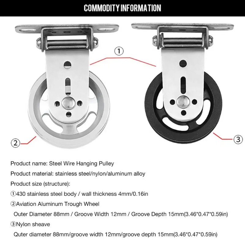 Pulley Home Gym - Draaibare roestvrijstalen katrolwiel wandmontage ontwerp vervangend