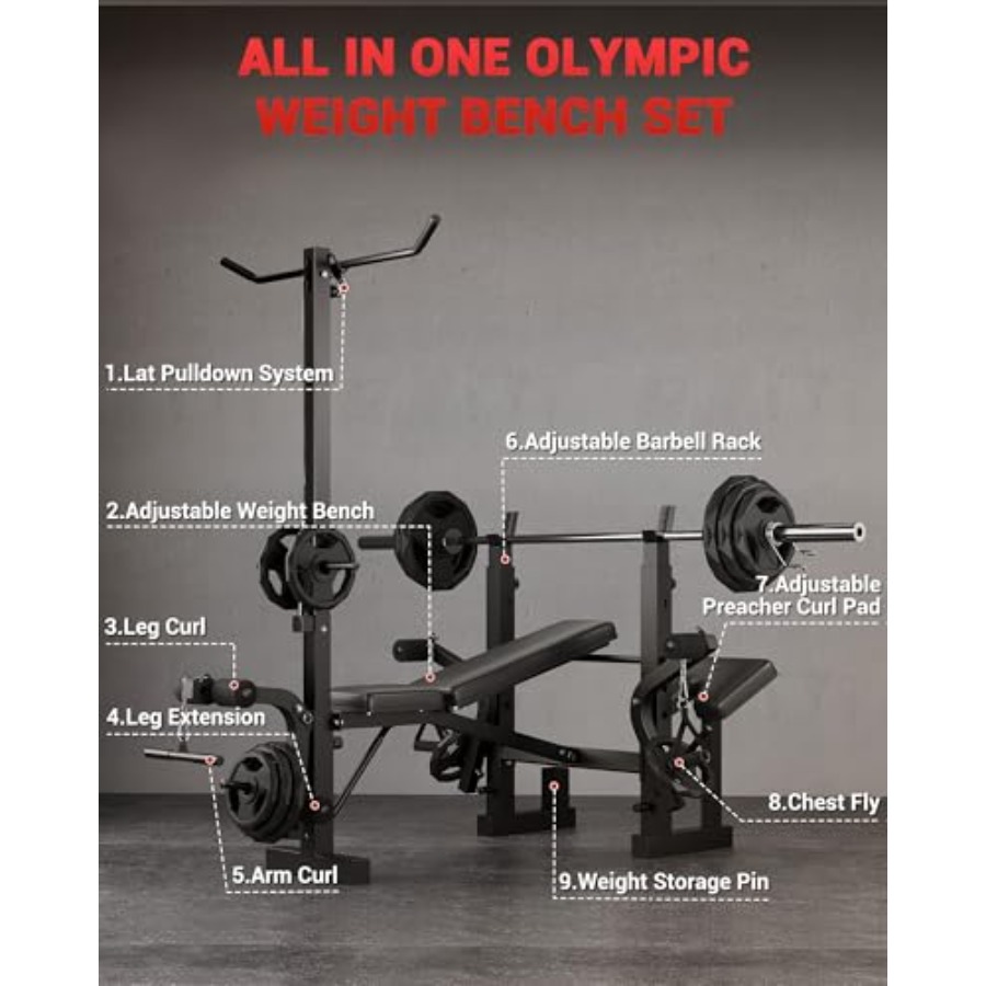 Homegym 8-in-1 opvouwbare gewi - Home Gym Weight Bench recensie en prijs