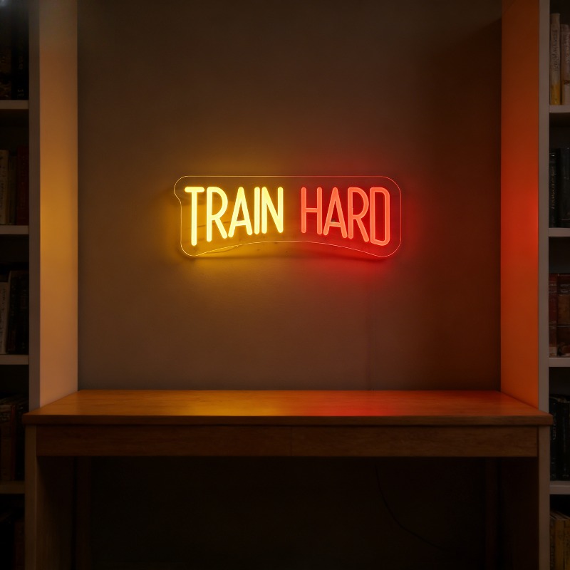 Train Hard Geel Rood LED Neonb - Home Gym Yellow recensie en prijs