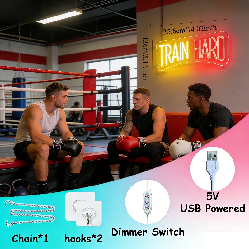 Train Hard Geel Rood LED Neonb - Home Gym Yellow recensie en prijs